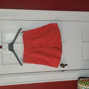 Liz Claiborne Lizsport Vibrant Orange, Pleated Shorts With Cuff, Size 8